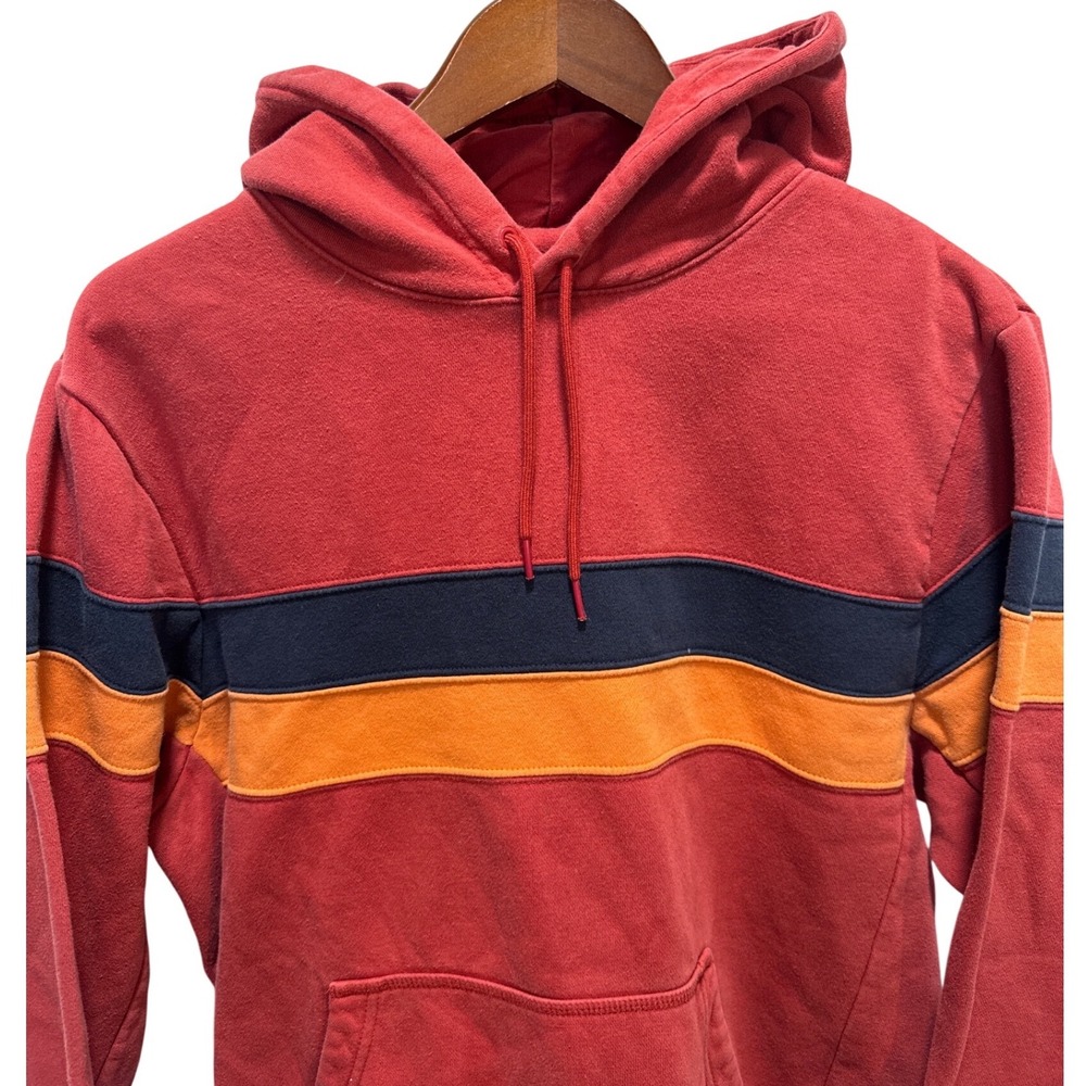 Nike SB Mens Red Colorblock Striped Pullover Hoodie Sweatshirt Large AJ9732-687 - Picture 2 of 6
